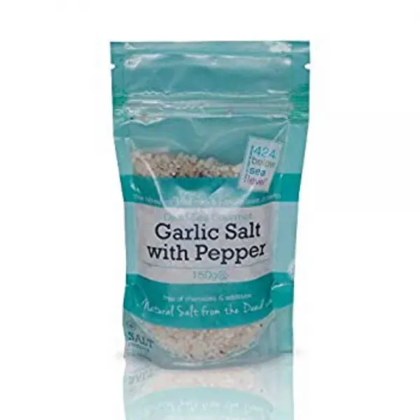 424salt 시소니드 갈릭 솔트 위드 블랙 Pepper. 구르메 시 솔트 프롬 더 데드 Sea. 내추럴 오가닉 앤드 엔리치드 위드 21 미네랄스 코셔 5.3 온스 백 1