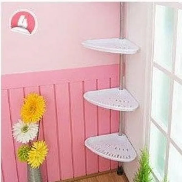 모모라 전체적인 위치조절 배수구멍 깔끔한 선반 리빙나이스 백색 3단 코너선반 E-1077523, 1개(3단)