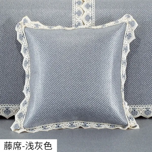 등받이 아이스 매트 베개 커버 여름 소파 매트 커버 등나무 시트 등받이 쿠션 커버에는 코어가 없습니다, 45 × 45cm 베개 커버 + 코어, 등나무 좌석 - 밝은 회색