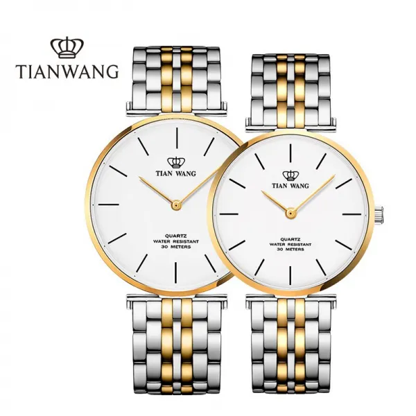 천자 표 (TIAN WANG) 손목시계 트 렌 드 심 플 시계 패션 초 슬 림 커 플 시계 정품 방수 철 강 벨트 남성 표 떨 음 왕 홍 동 봉 3910 백반 금권 체크 표