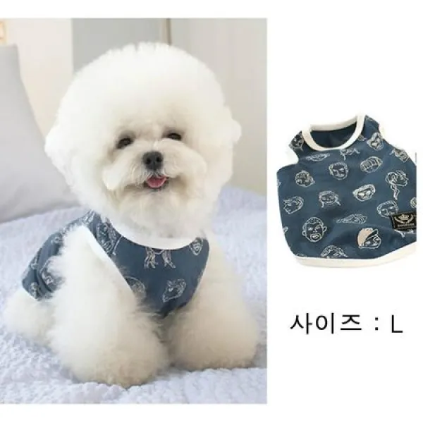 막내 강아지 사계절 실내복 네이비 L 강아지잠옷 개옷, 상세페이지 참조