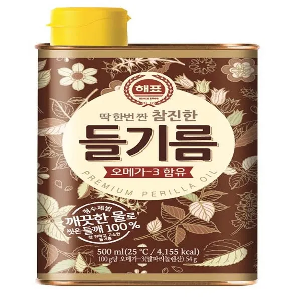 해표 참 진한 들기름 500ml, Perilla Oill, 단일상품