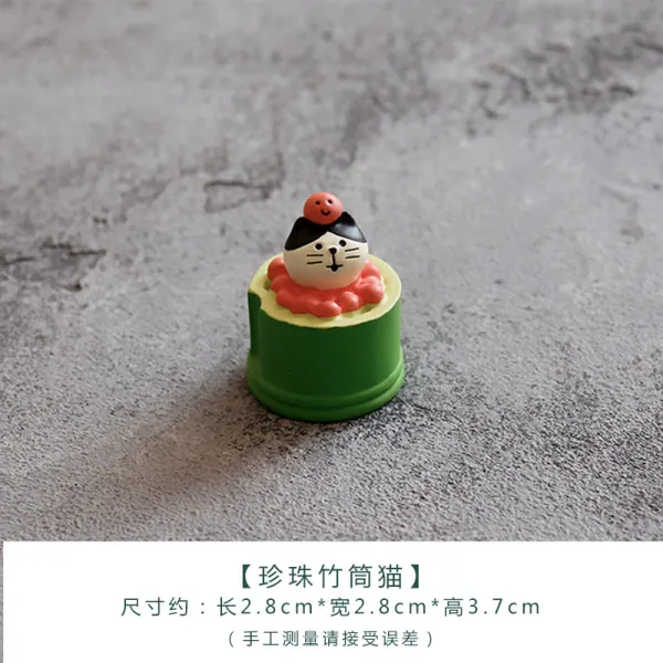 미스마켓 빵 베이킹 수업 DECOLE 큐트 팬시 레진 동물 진열 장식품 힐링 맹물 명절 선물, 진주  대나무통 고양이