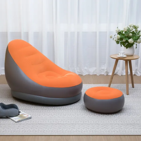 캠핑의자 빈백쇼파 다다미 침실 여성소형 귀여운 싱글 에어쇼파 베란다 캐주얼 기대어눕기 의자소파 의자 T07 활력오렌지 에어쇼파+원의자 증가 전기 동력펌프