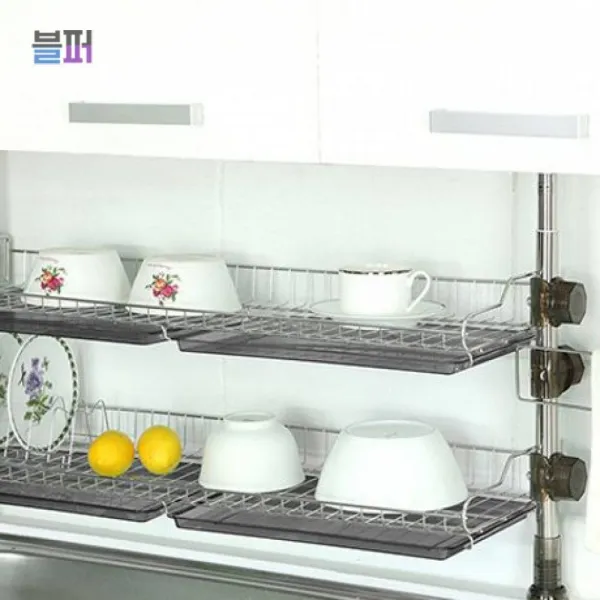 기둥식 씽크 선반 800 2단 로얄 물빠짐 식기 건조대 설거지 그릇 스텐 1단 부착식 컵