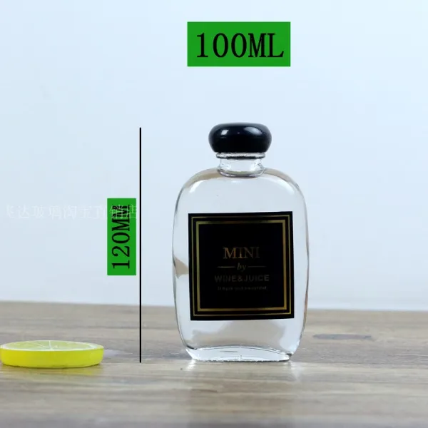 ins 새로운 작은 편주병 반 내장 리치 청매주 원장 백주 휴대용 술주전자, 1, 100ml투명 블랙 덮개 10오직 가