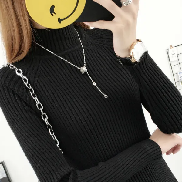 ZoneSHOP 여자 긴팔 반폴라 티셔츠 빅사이즈Q18