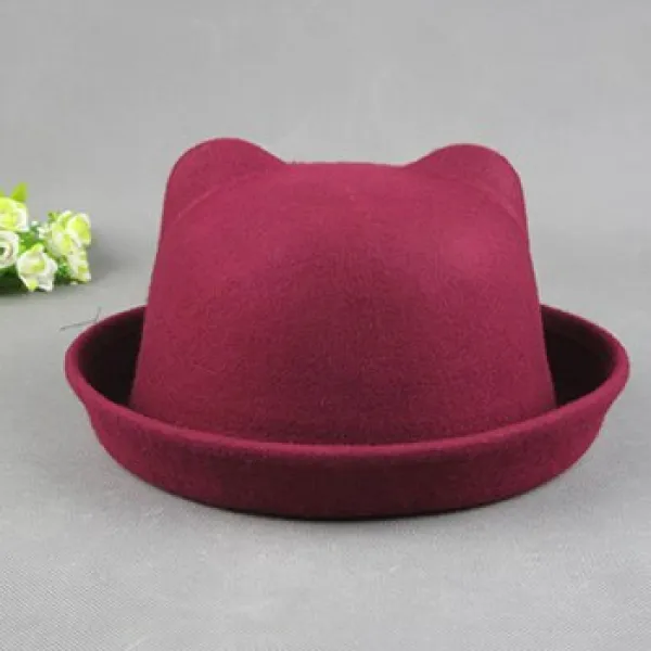 3D 곰 모양 모직 직물 모자 새로운 숙녀 Orecchiette 고전적인 fedoras 여자를위한 동향 모자 모자의 작은 둥근 모자 버전