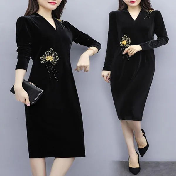 Qterra 특허브랜드 Ls5722 리우씨앤씨 브이넥벨벳원피스