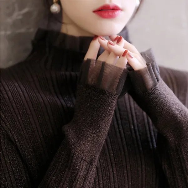 이너니트티 여성 겨울 가을 양털 보여 이너웨어 스키니핏 스웨터 페블럼라인 반폴라 상의