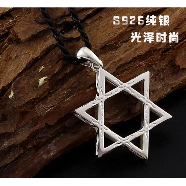 커플아이템 S925순은 남성 팬던트 6각스타 목걸이 빈티지 실버액세서리 패기있는느낌 커플 펜던트
