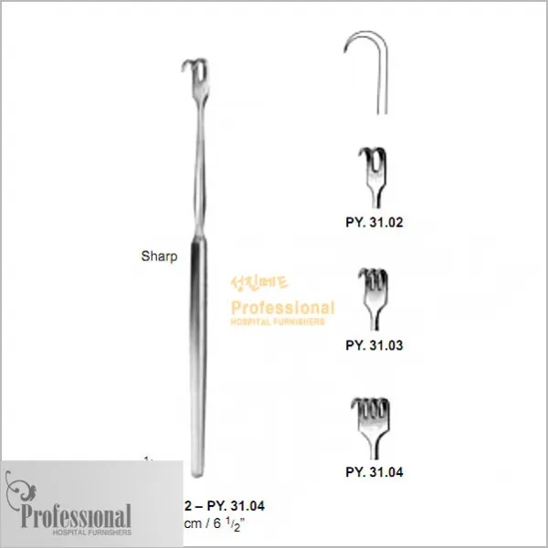 [개창기구] PROFESSIONAL 트라첼리드렉타 (샤프) 16CM (TRACHEAL RETRACTOR SHARP 4P) PY-31.04, 1개