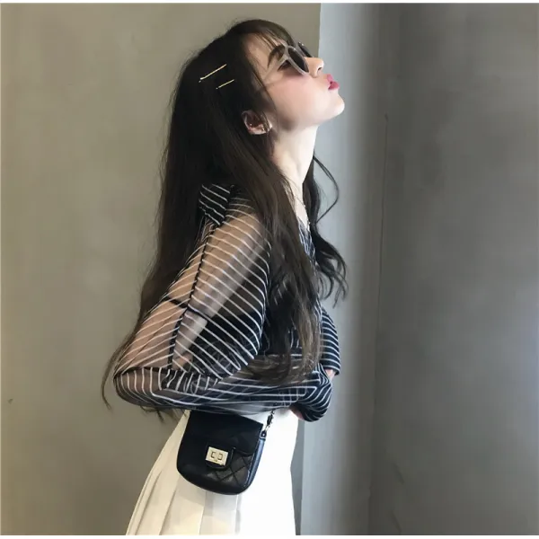 여름 시스루 셔츠 오간자 블라우스 2019 여자의 여름 새로운