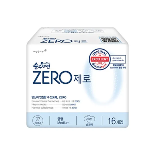 깨끗한나라 순수한면 Zero 생리대 중형 16p 4팩 날개형 64p