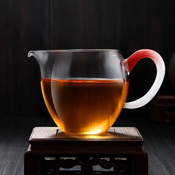 구름 위 투명 유리 공도 컵 차 해 내열 디어 분 다기 쿵푸 부품 타차 유리잔 홍백 채색 도컵180ml