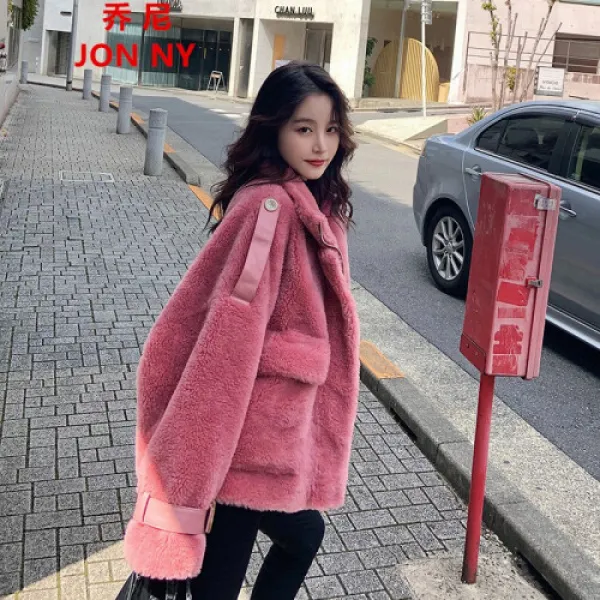 조니 가두 스웨이드 코트 여성 단형 한판 2019 추동 신형 기질 학원 피모 일체의 저고리 적삼 빨(0)