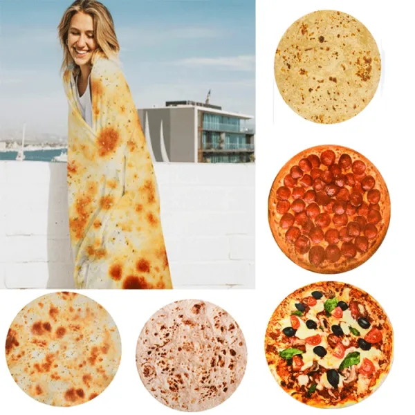재미 있은 미친 둥근 담요 음식 창조물 옥수수 Tortilla Pita Burrit 소파 던지기 담요 피자 도넛 격자 무늬 플란넬 양털