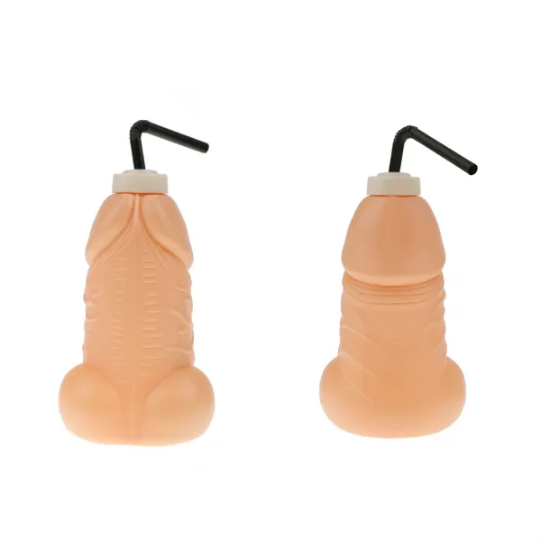 Fwt암탉 사슴 밤 파티를위한 2 개의 참신 Dicky Willy 남근 곡괭이 마시는 병 1개