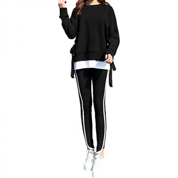 [시온] SC89 BK 2XL 상하 세트 리본 올 시즌 윳 타리 요가웨어 예쁜 실내복 룸웨어 유니폼 상하 가을 겨