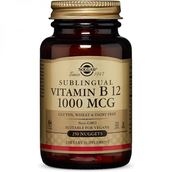 비타민 B12 Solgar Vitamin B12 1000 mcg 250 너겟-에너지 적혈구 생산 지원-건강한 신경계-심혈관 건강 증진-비타민 B-비 G, 1, 단일옵션