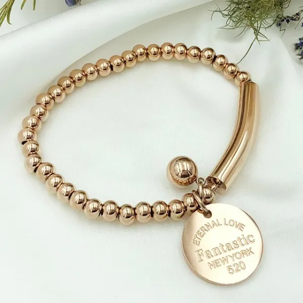 오르샵 코인티파니 로즈골드 티타늄 18k 도금 각인 팔찌