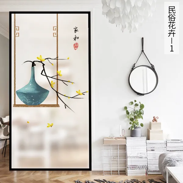 브띠 정전기 비스코스 샌딩 시트지 욕실 거실 화장실 불투명 침실 창문턱 보호필름 민속화 초 1