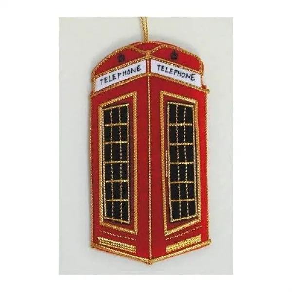 St. Nicolas 상징적 인 전화 부스 자수 크리스마스 장식 Zari 본상품