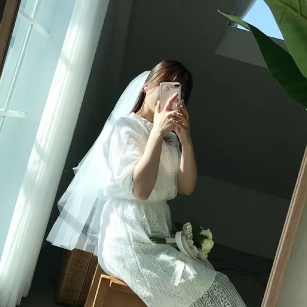 [바보사랑]셀프웨딩 면사포 베일 심플 웨딩베일 웨딩 촬영 소품