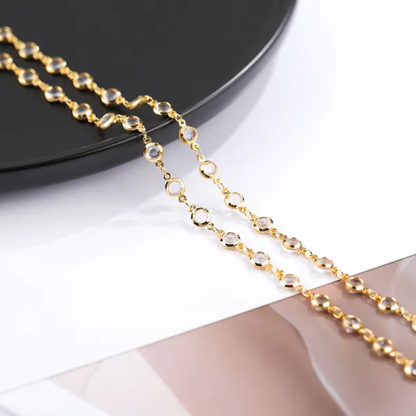 낯설다 14 K 구리 진짜 금을 도금함 핸드메이드 보색 DIY 크리스탈 간격 개성 팔찌 부품