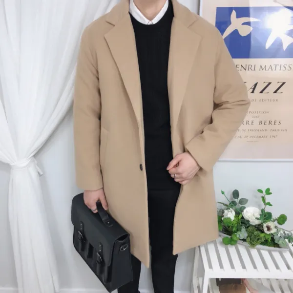 겨울 울 싱글 하프 반코트