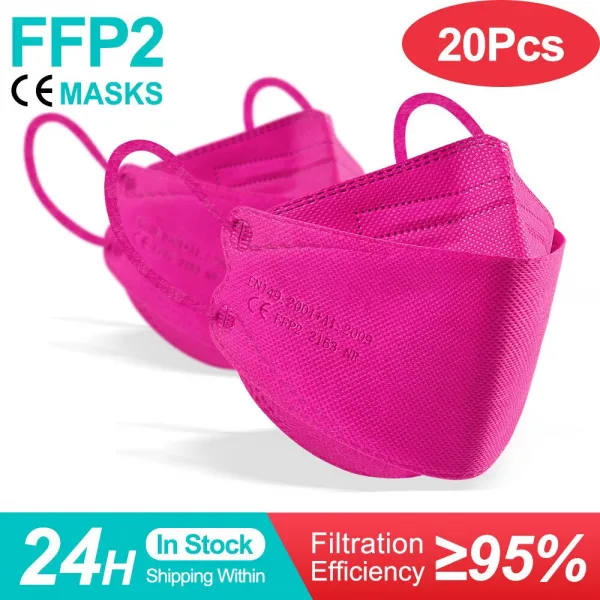 컬러 피쉬 마스카라 FFP2 KN95 마스크 한국 인증 마스카라 fpp2 동질가 호흡기 ffp2mask ce 재사용 가능한 마스크 마스크, rose red 20pcs_13