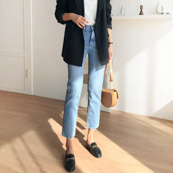 봄가을 하이웨스트 데님 팬츠 Mooti a91