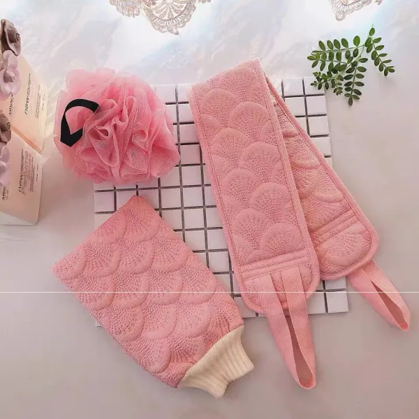 머메이드 목욕 수건 가는 모래 마사지 등밀기 롱스틱 가다 흙탕물이 되다 떄밀이 타월 장갑 남성 여성 때밀기 신기, 핑크 목욕 장갑 _등을 꼬다 _샤워