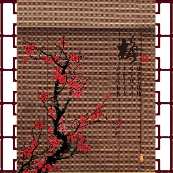 바이오버씨 인테리어그림 탄화 대나무발 롤스크린 부처님 현관 배경 차단 미드 다실 경지를 표현했다 인테리림, 양면 인쇄 추가 이십 원