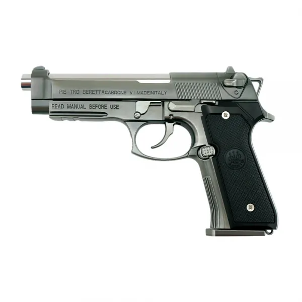 미니어쳐 1:2 벨레타 M92A 풀 메탈 모형 장난감 총 탈부착 발사 불가, 실버+플라스틱박스 5탄+호평반출개