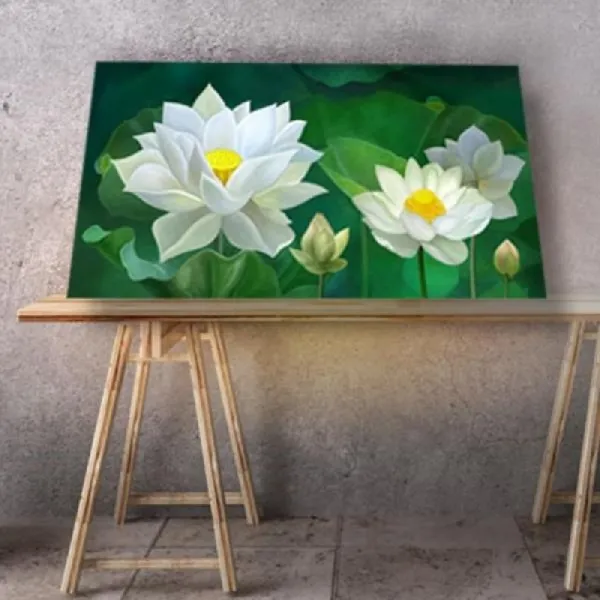 일음샵주_연꽃그림액자 풍수그림 돈들어오는 꽃그림 55캔버스1 액자 벽걸이액자 사진소품 연꽃그림액자소품 벽걸이연꽃그림액자**em피, 령~*