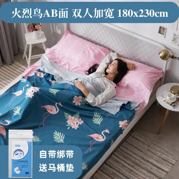 여행신기 호텔 칸막이 더러운 침낭 기차 침대 격리 당직 신기 격팽 여행 순면 커버, 플라밍고 AB페어 넓히다 180x23