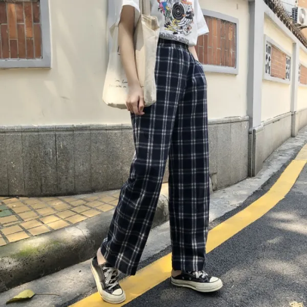 체크무늬 긴바지 여성 데일리 롱팬츠 심플 팬츠 sb338