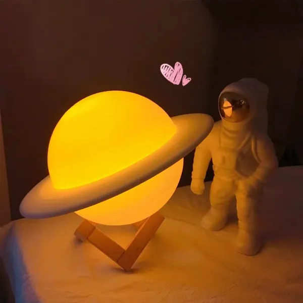 빈티지 행성 무드등 토성 LED 목성 지구 침대전등 조명 램프, 직경14CM 16색 등 (외륜 20CM)