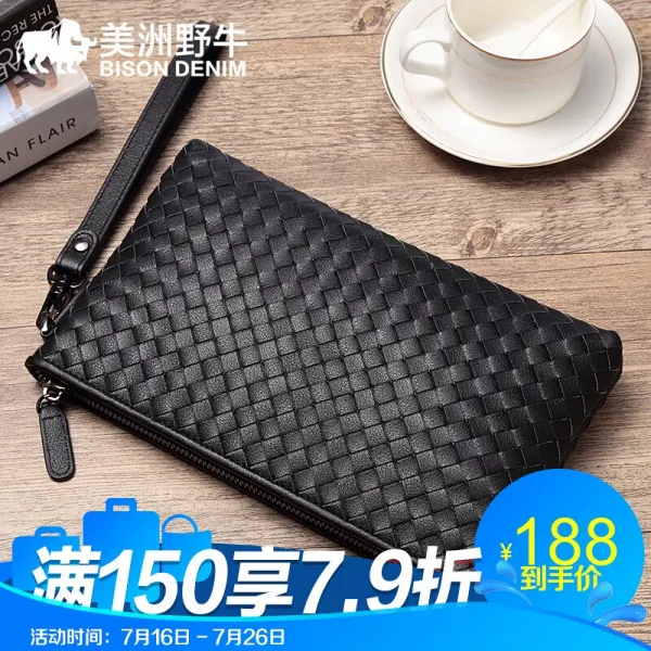 아메리카 들소 남성 클러치 편지봉투 짜기 진피 지갑 남자 클러치 소가죽 대용량