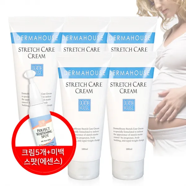 더마하우스 스트레치 케어 크림180mlx5개+미백스팟 에센스 산전산후 임산부 일반인 청소년기 1세트