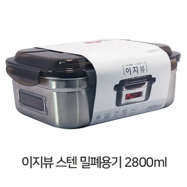 이지뷰 스텐밀폐용기 6호 2800ml 투명창 내용물보임, 단일상품