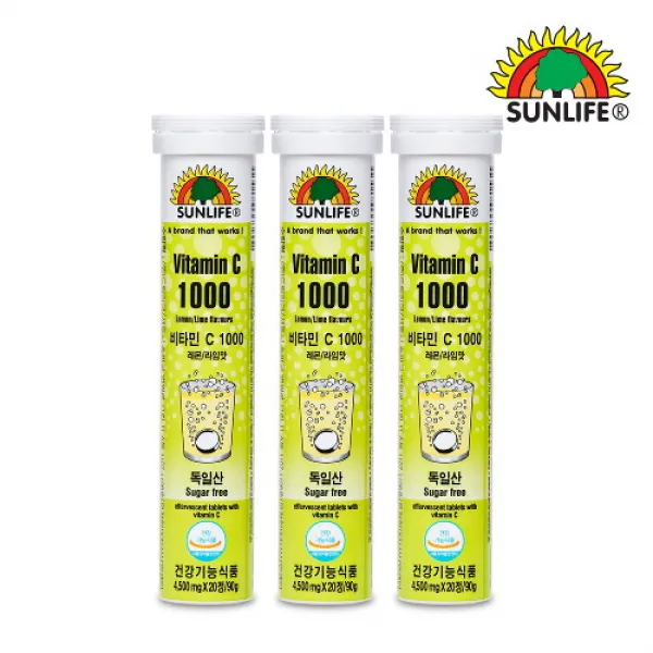  Ahc비타민샵 썬라이프 발포 비타민 C 1000 레몬/라임맛 20정 X 3병