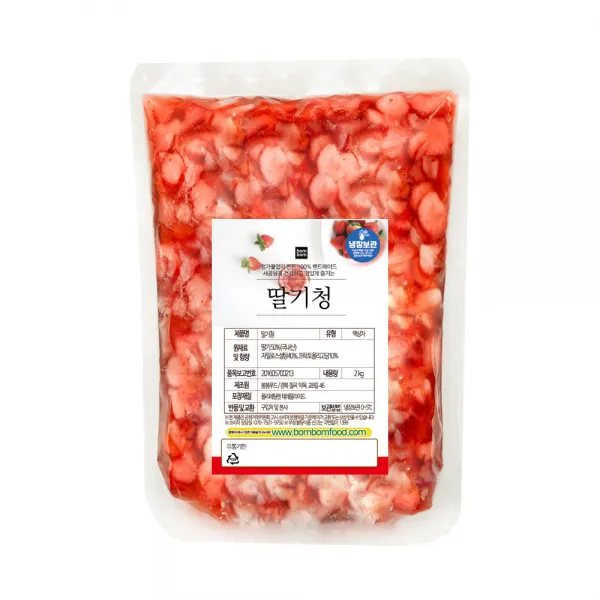 봄봄푸드 1kg 2kg 대용량 과일청 수제청 카페 납품 에이드 스무디 라떼, B07_딸기청2kg, 1개