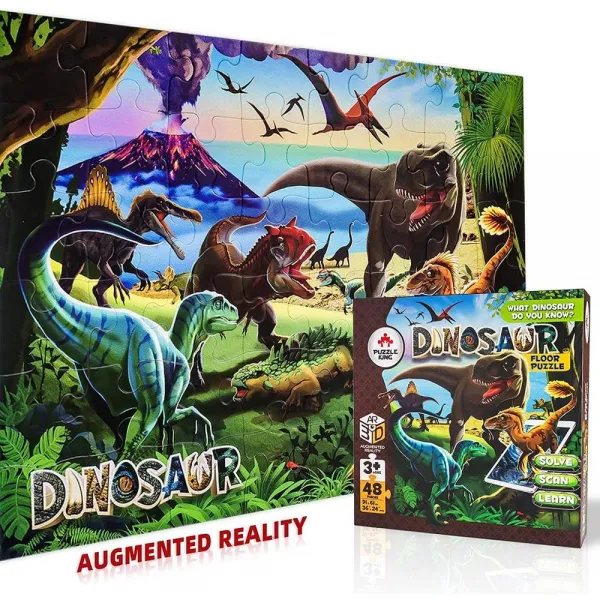 해외구매 퍼즐 킹 an ar a ar a ar puzzles 어린이 4-8 공룡 48 조각 미취학 유아용 퍼즐 소년 & 여자를위한 퍼즐 장난감 크기 : 36 x 24 인치, 상세참조, 상세참조
