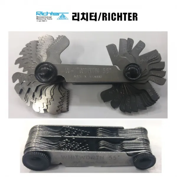 리치터 피치게이지 볼트 너트 나사산 측정 독일산 인치 밀리미터 겸용 마스크 안전모