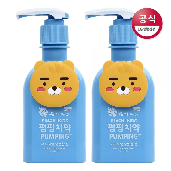 [신세계TV쇼핑]리치 키즈 라이언 포도처럼 상큼한향 펌핑치약 160g x2개, 2, 160