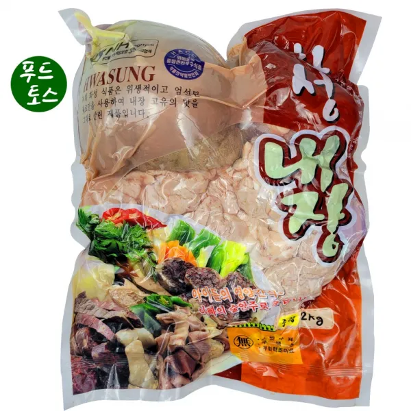 푸드토스 순대내장 돼지내장 2kg (땡초서비스) 당일도축발송 오소리감투 간 허파 염통 소창, 1개