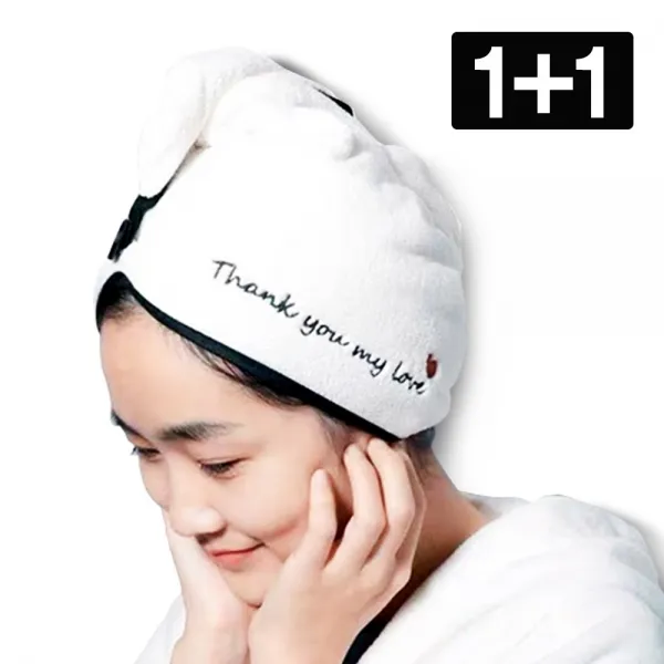 쇼팜 1+1 극세사 헤어 드라이타올, 1세트, 블랙+핑크