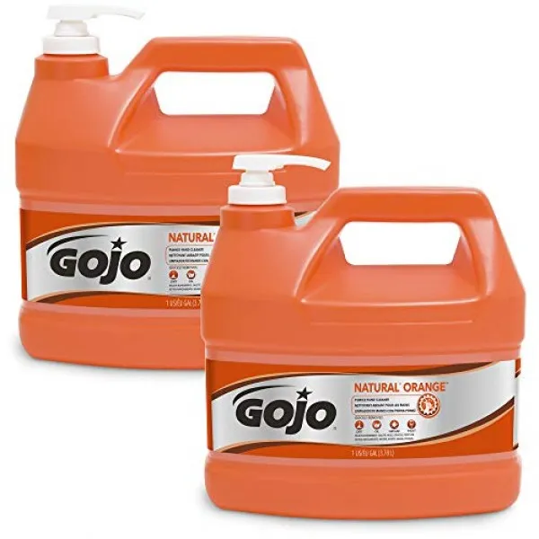 GOJO 내츄럴 오렌지 Pumice 산업용 핸드 클리너 1 갤런 경석 펌프 병 포함 즉효성 로션 핸드 클리너 (2 팩) -0955-02